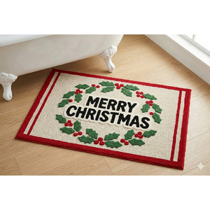 พรมเช็ดเท้ากันลื่นผ้าฝ้ายแท้ นุ่มสบาย ตกแต่งห้องน้ำสไตล์คริสต์มาส สำหรับใช้ในบ้าน - Product Image 2