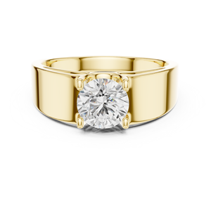 Yellow Gold Lab Grown Diamond <b>Men</b> Solitaire <b>Ring</b> Round Brilliant Wedding Band <b>for</b> Groom Engagement Gift - Product Image 1