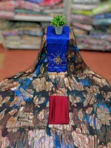 Le charme classique et modeste du luxueux Fransawi Dirac avec un motif scintillant complexe sur un tissu en mousseline à motifs abstraits pour mariage - Product Image 3