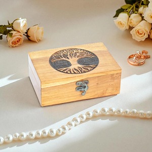 Boîte en bois gravée au laser personnalisée professionnelle, boîte à bijoux gravée au laser, boîte de rangement, vente en gros, étui d'entreprise - Product Image 3