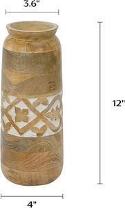 Jarrón Decorativo Hecho a Mano de Madera de Mango y Bambú para Mesa, Hogar, Cocina u Oficina - Product Image 5