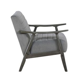 Poltrona Decorativa Casual in Velluto Grigio con Struttura in Legno Massello per Arredamento Soggiorno - Product Image 3