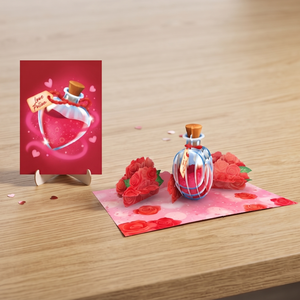 Carte artisanale de la Saint-Valentin avec enveloppe, carte pop-up 3D, potion d'amour, artisanat en papier, cadeau spécial pour couple de la Saint-Valentin - Product Image 5
