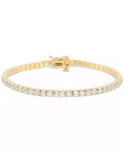 Bracciale Tennis zaffiro bianco creato (8-1/8 ct. T. w.) in oro giallo 14k su argento Sterling | Macacy's - Product Image 1