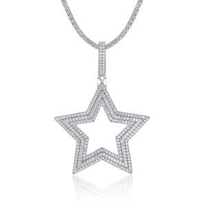 Factory Wholesale Star Pendant Necklace Moissanite Iced Out Design Hip Hop Jewelry for <b>Men</b> - Product Image 1