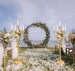 <b>Tall</b> 5 Arm Candelabra Candle Holder for Wedding Centerpiece Gold Metal Candle Stand for Dining <b>Table</b> Home Decor Events - Product Image 6