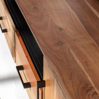 Meuble TV en bois d'acacia Vandana Lunaris Vertex Elegance, console de divertissement moderne en bois massif