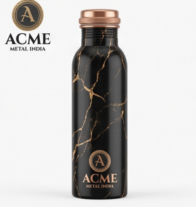 Elegante botella de agua de cobre con acabado de mármol negro, de alta calidad, duradera, a prueba de fugas, perfecta para la hidratación diaria, viajes, gimnasio y yoga. - Product Image 1