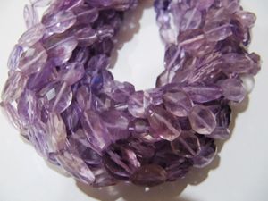 Perles ovales facettées en améthyste violette naturelle 10 mm 13 pouces Perles de pierres précieuses - Product Image 2