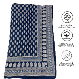 Colcha de Algodón Sostenible con Estampado Floral Hecho a Mano por Artesanos de Jaipur, Reversible, para Cama Individual, 300 Hilos, Colorida, para Hotel, Hogar, Regalo - Product Image 3