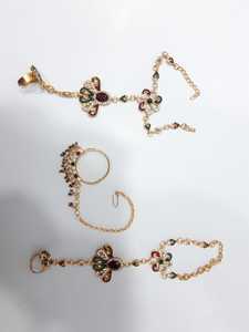 Vintage Gold Plated Alloy Jewelry Set With Zircon Stones Flower Design Necklace Earrings Bracelet For Women Wedding Party - Product Image 2