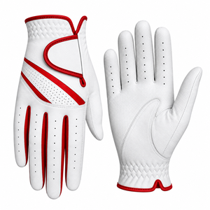 Guantes de golf unisex, blancos, de cuero genuino, transpirables, antideslizantes, con correa ajustable para la muñeca y cierre de gancho y bucle - Product Image 3