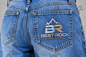 Jeans de Mezclilla para Hombre, Estilo Vintage, Transpirables, 100% Algodón, Lavado Claro, Corte Ancho y Holgado, con Banda Elástica Negra y Logotipo Frontal - Product Image 4