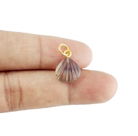 Pendentif tendance pour enfants en argent sterling 925 plaqué or 18 carats, orné de coquillages sculptés en quartz fumé, qualité supérieure AAA+