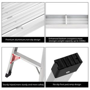 Heavy Duty Aluminum Folding <b>Step</b> Ladder Portable <b>Bench</b> Design - Product Image 3