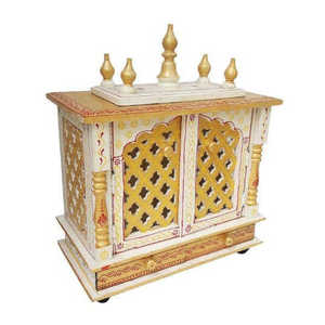 Handcrafted Wooden Rectangle Hindu Temple Wall Hanging 2 Durable Drawer Indian Hand Painted <b>Mandir</b> Structure Diwali Retirement - Product Image 2