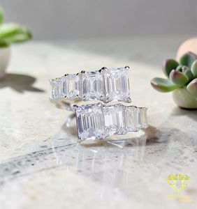 Elegant <b>Emerald</b> Cut Moissanite Diamonds <b>Ring</b> 925 Sterling <b>Silver</b> Baguette Stone Wedding Engagement <b>Ring</b> for Women - Product Image 3