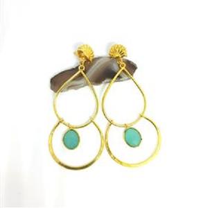 ต่างหูห้อยประดับพลอยแคลเซโดนีขายส่ง ต่างหูห้อยแคลเซโดนีดีไซน์ทันสมัยขายส่ง - Product Image 1