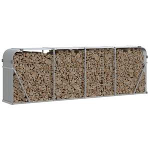Porte-bûches en acier galvanisé gris clair 118,1x17,7x39,4 pouces pour cheminées et accessoires - Product Image 3
