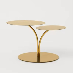 Soporte de pastel de metal dorado de lujo con un elegante diseño redondo para decoración de mesa de postres de boda y exhibición en fiestas. - Product Image 1