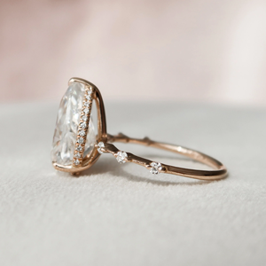 แหวนหมั้นทอง 14k แหวนเพชรทรงลูกแพร์ โรสโกลด์ เครื่องประดับผู้หญิงสุดคลาสสิก เพชรเพาะเลี้ยงในห้องปฏิบัติการ - Product Image 2