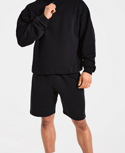 Shorts Bermuda Homme en Coton Noir Uni, Taille Élastique, Tissu Tricoté Respirant, Coupe Mi-Haute, Style Décontracté, Prix Abordable - Product Image 3