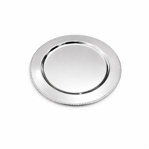 Plato de Presentación Decorativo Redondo de Metal Plateado con Cuentas de Lujo para Bodas, Banquetes, Eventos y Fiestas - Product Image 2