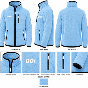 Chaqueta de Forro Polar Negra Sólida Unisex con Cuello Alto, Venta al por Mayor, Personalizada OEM, Abrigo de Invierno Sherpa con Cremallera Completa, Térmica, Directo de Fábrica, a Granel - Product Image 5