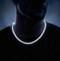 Collier Chaîne Tennis de Luxe Sertie de Moissanite, Argent Sterling 925/Acier Inoxydable, Bijoux Hip Hop Unisexe, Zircon Cubique 4mm Or/Argent
