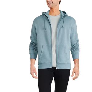 Vente en gros de sweats à capuche zippés pour hommes avec logo personnalisé, doublure polaire épaisse, style universitaire et décontracté - Product Image 1