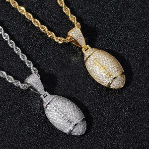 Iced Out Football Moissanite Pendant Micro Pave Moissanite Football Pendant Solid Gold Plated <b>Charm</b> Moissanite Anniversary Gift - Product Image 5