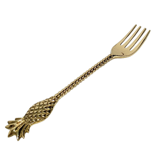 Fourchette élégante en laiton doré poli avec manche torsadé en forme de coquillage, fourchette moderne en laiton, prix de gros - Product Image 4