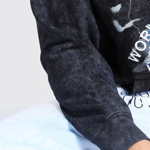 High Quality 100% Cotton Fleece Acid Washed Winter Vintage Sun Fade Regular Fit Hoodie for Men - Product Image 5