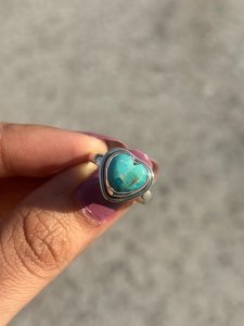 925 Sterling Silver <b>Turquoise</b> Heart <b>Ring</b> Handmade Minimalist <b>Ring</b> for Women Jewelry Gift - Product Image 6