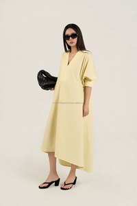 Women's Oversized Loose Fit Pregnancy Maternity Maxi Dress Casual Outwear Breathable Lightweight Woven 100% Cotton V-neck - Product Image 2