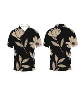 เสื้อโปโลผู้ชายสีดำพิมพ์ลายดอกไม้สีเบจลำลองแขนสั้นแฟชั่นฤดูร้อน - Product Image 3