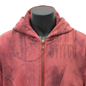 Sudadera con capucha y cremallera personalizada con lavado ácido, estilo oversize vintage, de algodón lavado y felpa, con efecto desgastado, estilo streetwear, OEM ODM de fábrica - Product Image 4