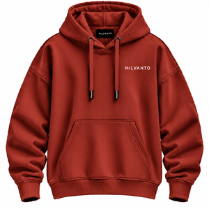 Brick <b>Red</b> Custom Men's Drop Shoulder Pull Over Kangaroo Pocket 100% Cotton Fleece 450 GSM Custom Print Premium Men's <b>Hoodie</b> - Product Image 1