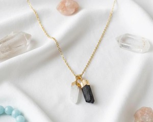 Colgante de cristal de selenita y turmalina negra, collar de plata con piedra curativa, gema natural de protección para compromiso, boda y fiesta - Product Image 3
