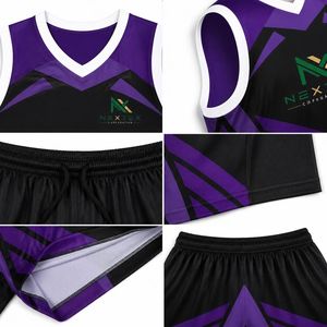 Ensemble d'uniformes de basketball personnalisés pour hommes, motif chevron, maillot et short en mesh sublimé, tenue de sport d'équipe, équipement de jeu, vente OEM professionnelle - Product Image 5