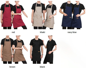 Red Cotton Apron with <b>Coffee</b> Print <b>Pocket</b> Restaurant Bar Use Unisex Wait Staff Uniform Woven Fabric Snap Closure Short Sleeve - Product Image 1