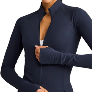 Women's Lightweight Full <b>Zip</b>-<b>Up</b> <b>Crop</b> Gym Hoodie Casual Sport Yoga Training Jacket for Winter Seamless Fitness Wear - Product Image 5