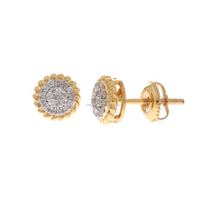 Pendientes de Diamantes Naturales de Corte Brillante Redondo de 0.21 Ct, Forma Circular, Oro Sólido de 10k, Joyería de Lujo para Mujer - Product Image 2