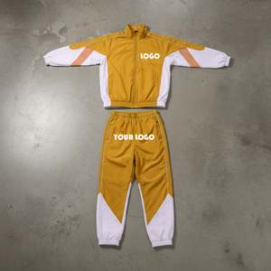 Premium Quality Custom Design Coated <b>Patchwork</b> Nylon Color block Windbreaker Zipper <b>Jacket</b> Matching Pants Baggy Tracksuit - Product Image 5
