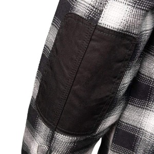 Chemise-veste en flanelle à carreaux noirs et blancs pour homme, avec patchs aux coudes, tissu de haute qualité, prix de gros et raisonnable - Product Image 4