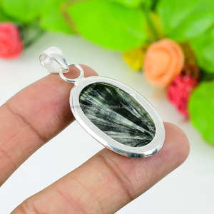 Joyería de serafinita de Venta caliente, colgante de plata de ley 925, colgante de piedras preciosas, colgante hecho a mano, colgante de declaración, joyería de plata - Product Image 2