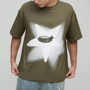 Envío Gratis Camiseta de Hombre de Alta Calidad 100% Algodón Premium, Corte Holgado, Transpirable, Estampada y con Efecto Desgastado Personalizada - Product Image 1