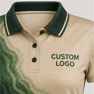 Polo Personalizado para Mujer, Color Verde Bosque Arena, con Diseño de Olas, de Secado Rápido, Transpirable, Manga Corta, Uniforme de Golf de Alto Rendimiento, WPS-0887 - Product Image 6