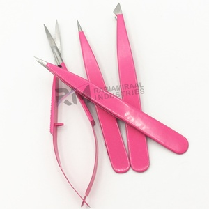 Pinza para Cejas de Acero Inoxidable con Punta Plateada y Recubrimiento en Polvo Rosa Oscuro, Producto Más Popular de RMI - Product Image 2