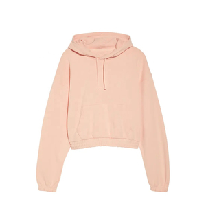 Sudadera con capucha corta de forro polar oversize gris para mujer, estilo urbano, de longitud corta, para invierno, con logo frontal, informal, OEM - Product Image 6